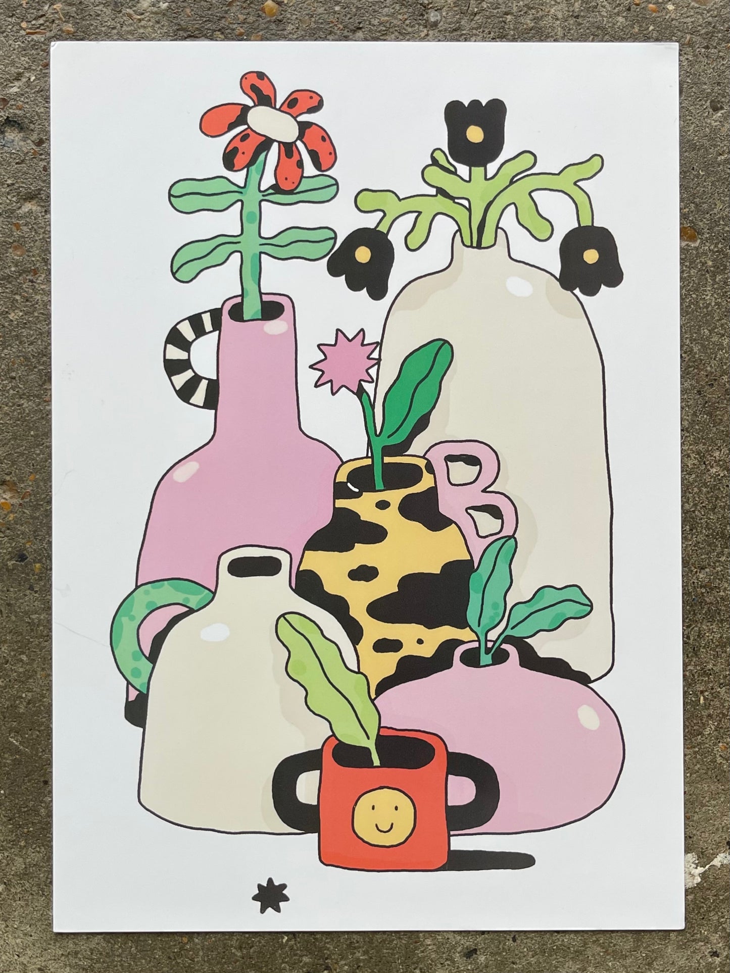 'Wobbly Pots' - A4 Print