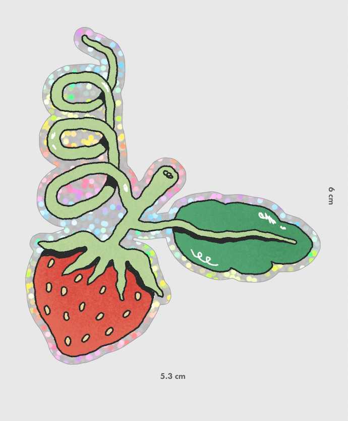 'Glittery Strawberry' - vinyl sticker