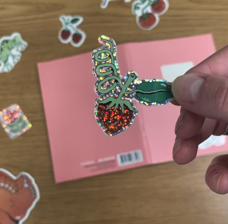 'Glittery Strawberry' - vinyl sticker