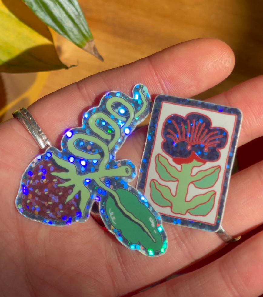 'Glittery Strawberry' - vinyl sticker