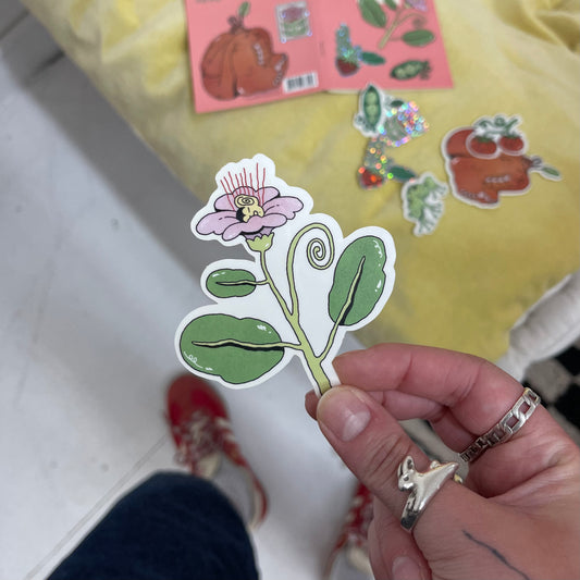 'flower face' - vinyl sticker